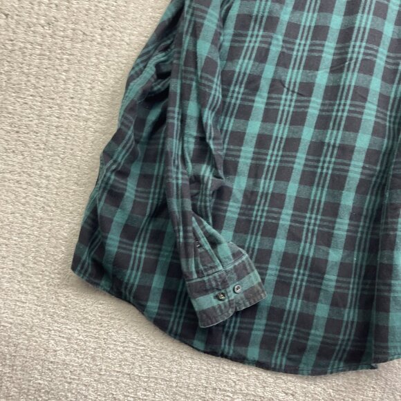 Faded Glory Green / Blue Plaid Flannel Long Sleeve Button Up Mens L Outdoor - Picture 13 of 14